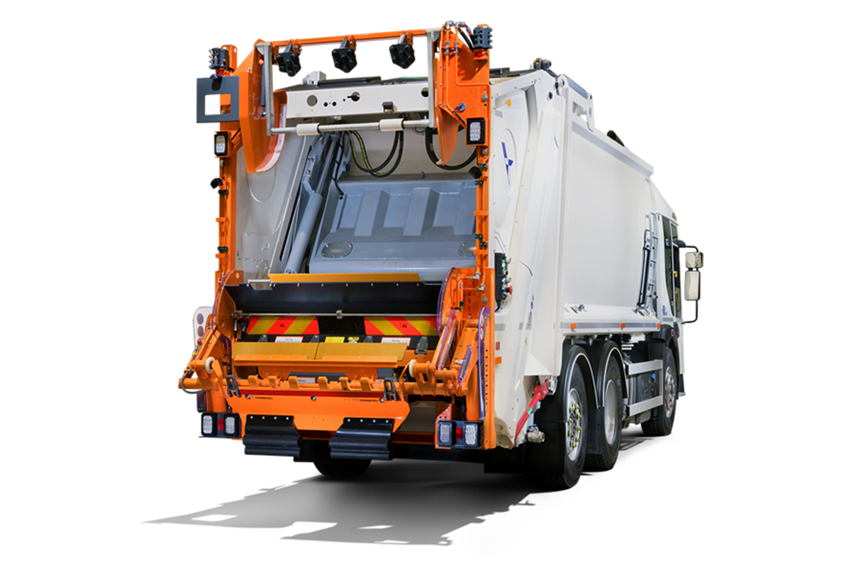 Sistema de elevación de contenedores de residuos para la carga trasera OmniTRADE