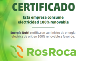 Ros Roca consume energia eléctrica 100% renovable...